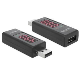 DELOCK αντάπτορας USB 65569 με οθόνη ένδειξης V/A, έως 5V/4A, μαύρος