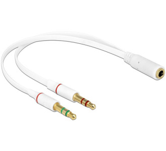 DELOCK καλώδιο 3.5mm 4-pin jack σε 2x 3.5m 3-pin 65585, λευκό