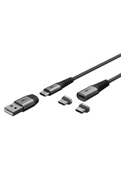 GOOBAY καλώδιο USB/USB-C σε USB-C 65653, μαγνητικό, 60W, 1m, γκρι