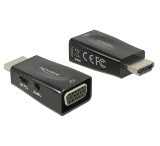DELOCK αντάπτορας HDMI σε VGA 65901 με 3.5mm, 1080p/60Hz, μαύρος DELOCK αντάπτορας HDMI σε VGA 65901 με 3.5mm, 1080p/60Hz, μαύρος