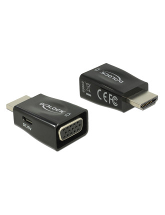 DELOCK αντάπτορας HDMI σε VGA 65902, 1920x1200p/60Hz, μαύρος