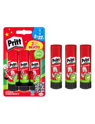 PRITT σετ κόλλα stick Original, 22g, διάφανη, 3τμχ PRITT σετ κόλλα stick Original, 22g, διάφανη, 3τμχ