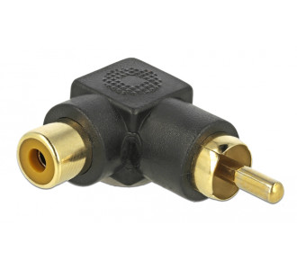 DELOCK αντάπτορας 66168 RCA αρσενικό σε RCA θηλυκό, γωνιακός, μαύρος