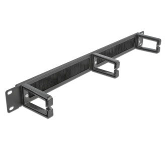 DELOCK cable management 66488, 19"/1U rack, 3x γάντζοι & βούρτσα, μαύρο