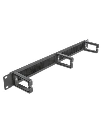 DELOCK cable management 66488, 19"/1U rack, 3x γάντζοι & βούρτσα, μαύρο