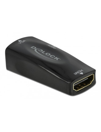DELOCK αντάπτορας HDMI σε VGA 66560, με audio, 1080p/60Hz, μαύρος