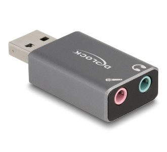 DELOCK εξωτερική κάρτα ήχου 66633, 2x 3.5mm, USB σύνδεση, γκρι