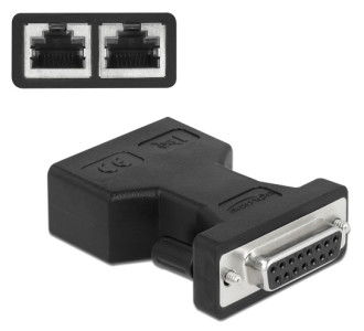 DELOCK αντάπτορας D-Sub 15 Pin σε 2x RJ45 66806, μαύρος DELOCK αντάπτορας D-Sub 15 Pin σε 2x RJ45 66806, μαύρος