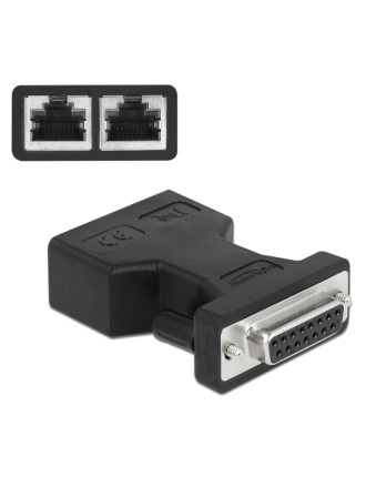 DELOCK αντάπτορας D-Sub 15 Pin σε 2x RJ45 66806, μαύρος DELOCK αντάπτορας D-Sub 15 Pin σε 2x RJ45 66806, μαύρος
