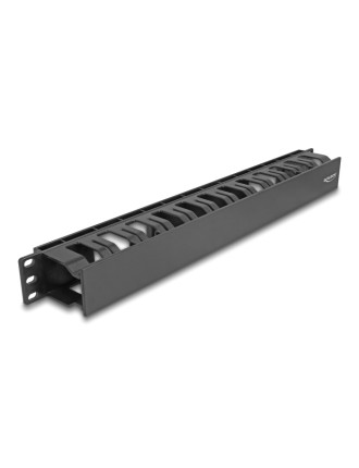 DELOCK cable management 67021 για rack 19"/1U, 2 ανοίγματα, πλαστικό, μαύρο
