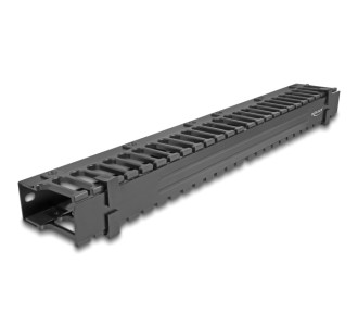 DELOCK cable management 67022 για rack 19"/1U, 3 ανοίγματα, μεταλλικό/πλαστικό, μαύρο