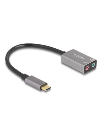 DELOCK εξωτερική κάρτα ήχου 67071, 2x 3.5mm, USB-C σύνδεση, γκρι