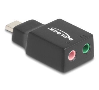 DELOCK εξωτερική κάρτα ήχου 67128, 2x 3.5mm, USB-C σύνδεση, μαύρη