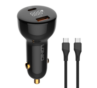 LDNIO φορτιστής αυτοκινήτου C101 με καλώδιο, USB/USB-C, 100W PD, μαύρος LDNIO φορτιστής αυτοκινήτου C101 με καλώδιο, USB/USB-C, 100W PD, μαύρος
