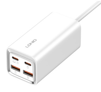 LDNIO σταθμός φόρτισης A4610C, 2x USB-C & 2x USB, 65W, PD/QC, λευκός LDNIO σταθμός φόρτισης A4610C, 2x USB-C & 2x USB, 65W, PD/QC, λευκός