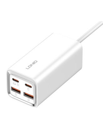 LDNIO σταθμός φόρτισης A4610C, 2x USB-C & 2x USB, 65W, PD/QC, λευκός