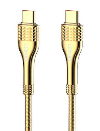 LDNIO καλώδιο USB-C σε USB-C LC651C, 65W, 1m, χρυσό LDNIO καλώδιο USB-C σε USB-C LC651C, 65W, 1m, χρυσό