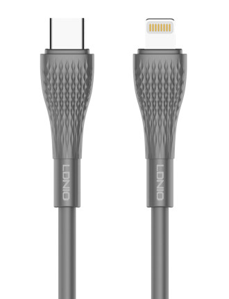 LDNIO καλώδιο Lightning σε USB-C LC671I, 30W PD, 1m, γκρι