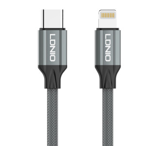 LDNIO καλώδιο Lightning σε USB-C LC441I, 30W PD, 1m, γκρι LDNIO καλώδιο Lightning σε USB-C LC441I, 30W PD, 1m, γκρι