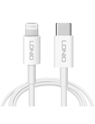LDNIO καλώδιο Lightning σε USB-C MFi01, MFi, 30W, 480Mbps, 1m, λευκό LDNIO καλώδιο Lightning σε USB-C MFi01, MFi, 30W, 480Mbps, 1m, λευκό