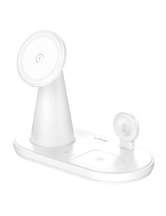 LDNIO ασύρματος φορτιστής WL01 με LED φωτισμό, 3 σε 1, 15W, λευκός