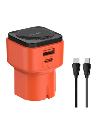 LDNIO φορτιστής τοίχου Q2420 με καλώδιο, USB/USB-C, 45W, universal πρίζα, πορτοκαλί