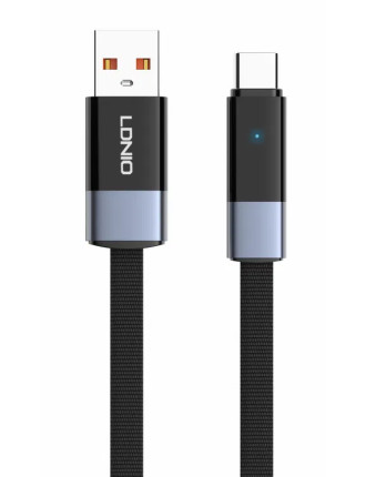 LDNIO καλώδιο USB-C σε USB LS242c, flat, 50W, 480Mbps, 2m, μαύρο LDNIO καλώδιο USB-C σε USB LS242c, flat, 50W, 480Mbps, 2m, μαύρο