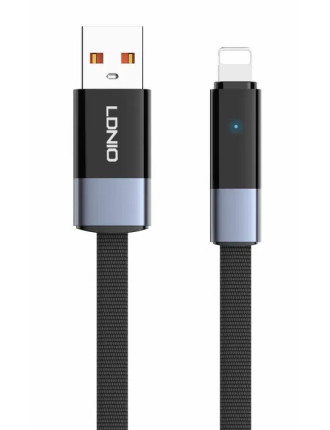 LDNIO καλώδιο Lightning σε USB LS242i, flat, 30W, 480Mbps, 2m, μαύρο LDNIO καλώδιο Lightning σε USB LS242i, flat, 30W, 480Mbps, 2m, μαύρο