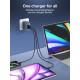 LDNIO φορτιστής τοίχου Q7 με καλώδιο USB-C, USB/Lightning/2x USB-C, GaN, 65W, μπλε LDNIO φορτιστής τοίχου Q7 με καλώδιο USB-C, USB/Lightning/2x USB-C, GaN, 65W, μπλε