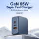 LDNIO φορτιστής τοίχου Q7 με καλώδιο USB-C, USB/Lightning/2x USB-C, GaN, 65W, μπλε LDNIO φορτιστής τοίχου Q7 με καλώδιο USB-C, USB/Lightning/2x USB-C, GaN, 65W, μπλε