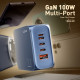 LDNIO φορτιστής τοίχου Q8 με καλώδιο USB-C, USB/Lightning/3x USB-C, GaN, 100W, μπλε LDNIO φορτιστής τοίχου Q8 με καλώδιο USB-C, USB/Lightning/3x USB-C, GaN, 100W, μπλε