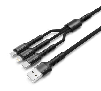 LDNIO καλώδιο USB σε USB-C/Lightning/Micro USB LC93, 3.4A, 1.2m, γκρι LDNIO καλώδιο USB σε USB-C/Lightning/Micro USB LC93, 3.4A, 1.2m, γκρι