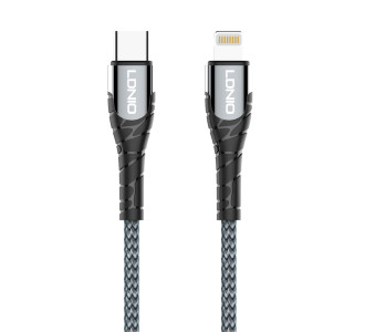 LDNIO καλώδιο Lightning σε USB-C LC112, 30W PD, 2m, γκρι LDNIO καλώδιο Lightning σε USB-C LC112, 30W PD, 2m, γκρι