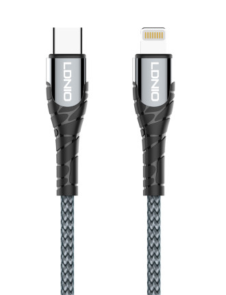 LDNIO καλώδιο Lightning σε USB-C LC112, 30W PD, 2m, γκρι LDNIO καλώδιο Lightning σε USB-C LC112, 30W PD, 2m, γκρι