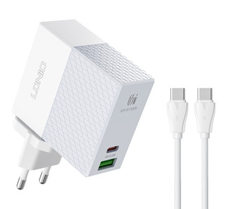 LDNIO φορτιστής τοίχου A2620C με καλώδιο, USB & USB-C, 65W PD, λευκός LDNIO φορτιστής τοίχου A2620C με καλώδιο, USB & USB-C, 65W PD, λευκός