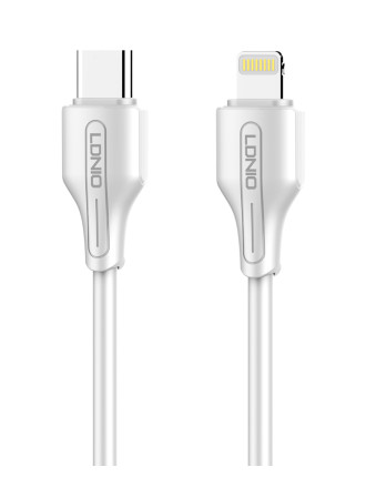 LDNIO καλώδιο Lightning σε USB-C LC122I, 30W PD, 2m, λευκό LDNIO καλώδιο Lightning σε USB-C LC122I, 30W PD, 2m, λευκό