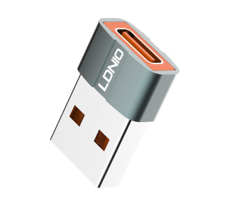 LDNIO αντάπτορας USB σε USB-C LC150, αρσενικό σε θηλυκό, γκρι