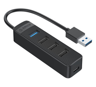 ORICO USB hub TWU32-4A, 4x θυρών, USB 3.0, 5Gbps, USB σύνδεση, έξτρα τροφοδοσία, μαύρο