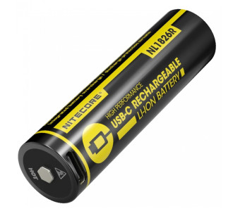 NITECORE επαναφορτιζόμενη μπαταρία τύπου 18650 NL1826R, 2600mAh, USB-C