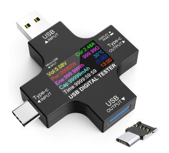Συσκευή ελέγχου λειτουργίας θύρας USB, Micro USB & USB-C, 3.6-32V, LCD