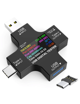 Συσκευή ελέγχου λειτουργίας θύρας USB, Micro USB & USB-C, 3.6-32V, LCD