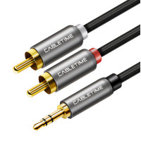 CABLETIME καλώδιο ήχου 3.5mm σε 2x RCA CT-AV314-P12G, 5m, μαύρο CABLETIME καλώδιο ήχου 3.5mm σε 2x RCA CT-AV314-P12G, 5m, μαύρο