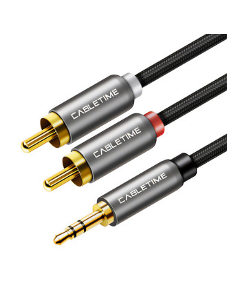 CABLETIME καλώδιο ήχου 3.5mm σε 2x RCA CT-AV314-P12G, 5m, μαύρο CABLETIME καλώδιο ήχου 3.5mm σε 2x RCA CT-AV314-P12G, 5m, μαύρο