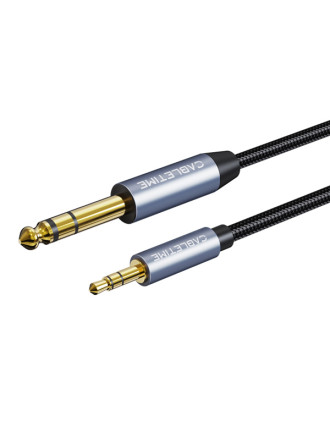 CABLETIME καλώδιο ήχου 3.5mm σε 6.35mm CT-AV321-H11G, 1m, μαύρο CABLETIME καλώδιο ήχου 3.5mm σε 6.35mm CT-AV321-H11G, 1m, μαύρο