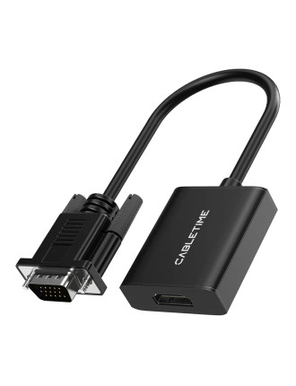 CABLETIME αντάπτορας VGA σε HDMI CT-AV582-VGAH με 3.5mm & micro USB, 1080p/60Hz, μαύρος CABLETIME αντάπτορας VGA σε HDMI CT-AV582-VGAH με 3.5mm & micro USB, 1080p/60Hz, μαύρος