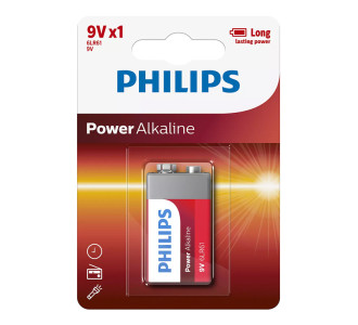 PHILIPS Power αλκαλικές μπαταρίες 6LR61P1B/10, 6LR61 9V, 1τμχ PHILIPS Power αλκαλικές μπαταρίες 6LR61P1B/10, 6LR61 9V, 1τμχ