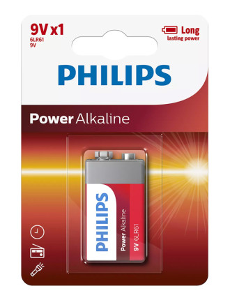PHILIPS Power αλκαλικές μπαταρίες 6LR61P1B/10, 6LR61 9V, 1τμχ