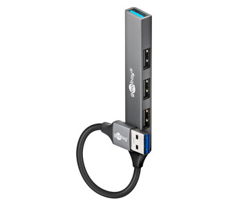 GOOBAY USB hub 74456, 4x θυρών, USB 3.2, 5Gbps, USB σύνδεση, γκρι GOOBAY USB hub 74456, 4x θυρών, USB 3.2, 5Gbps, USB σύνδεση, γκρι