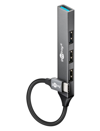 GOOBAY USB hub 74457, 4x θυρών, USB 3.2, 5Gbps, USB-C σύνδεση, γκρι