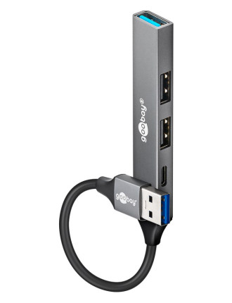 GOOBAY USB hub 74458, 4x θυρών, USB 3.2, 5Gbps, USB σύνδεση, γκρι GOOBAY USB hub 74458, 4x θυρών, USB 3.2, 5Gbps, USB σύνδεση, γκρι